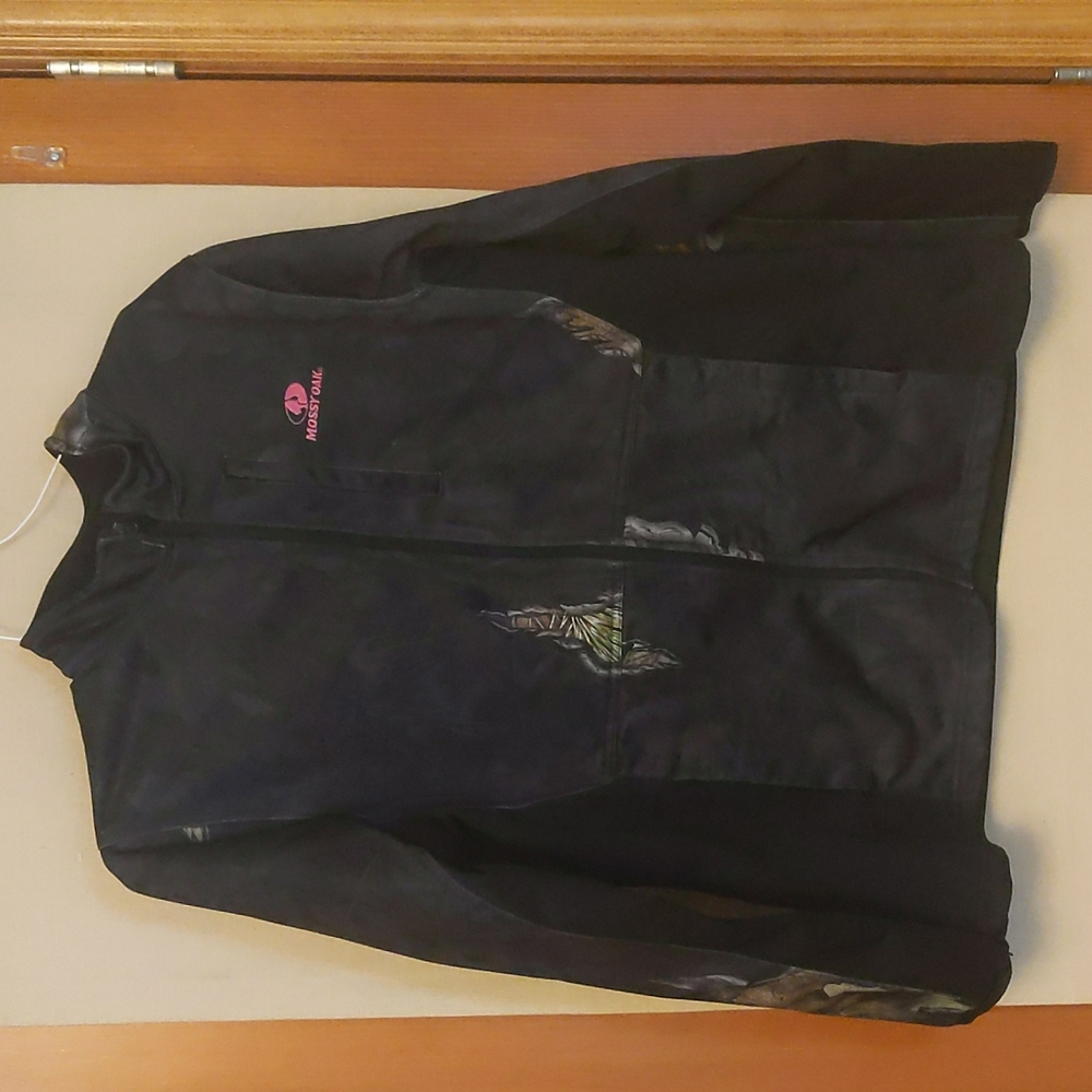 Mossy Oak Black Camo Women's Full Zip Softshell Jacket Size Large